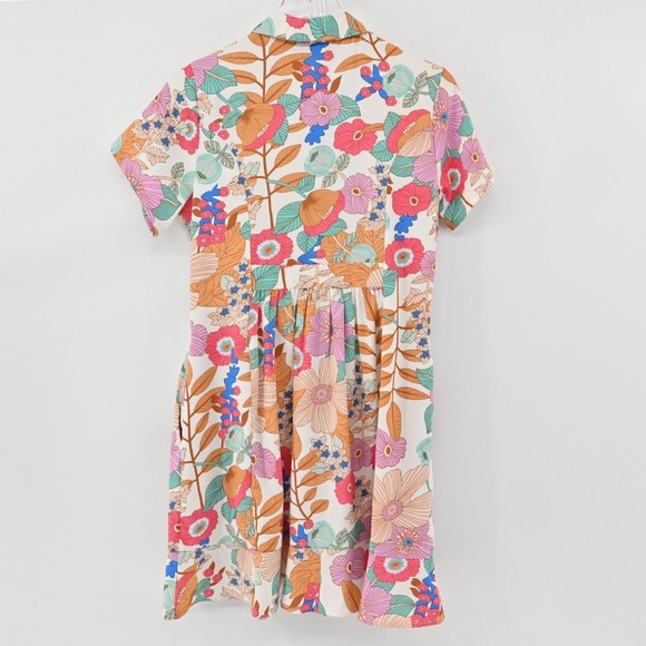 TOLANI Dress Size XXS Retro Tropical Floral Tiered Button Mini Dopamine India‎ - Picture 2 of 12